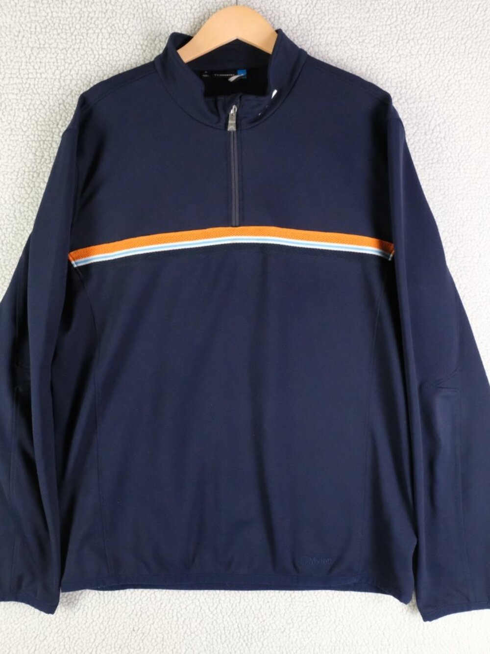 J Lindeberg Jacket Mens Extra Large Navy Blue Striped Quarter Zip Lightweight